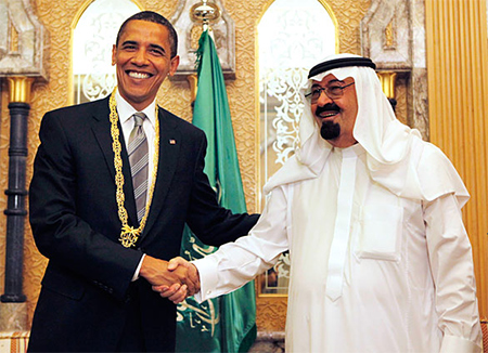 obama con el rey abdula en su visita a arabia